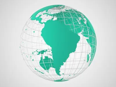 Globe News Skeleton Turquoise Color 3D model