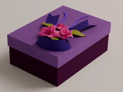 Package for Gift Purple 150 x 210 x 80mm 3D model