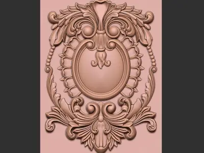 wood carved panel 3D model