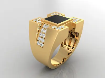 Ring M6  Mens luxury ring with enamel and gems 3D print model