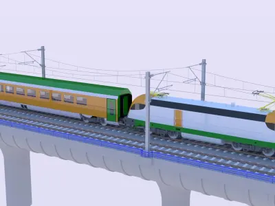 Railway station and bridge V 3D Model Collection