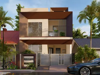 front elevation House Modern 3D model