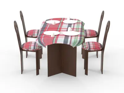 Dining table 3D model Low-poly 3D model