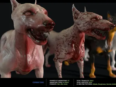 Combat Dog Low-poly 3D model