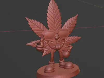 High Leaf Stylized Cannabis Figurine 3D print model