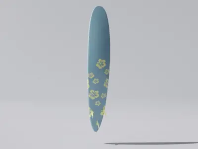 Longboard Surfboard with 6 Unique Design Variants Low-poly 3D model