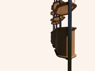 Modern Wall - Mounted Bookshelf with Wooden Cabinets  3D model