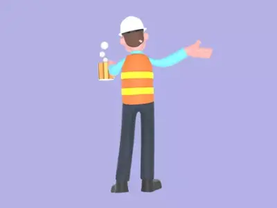 3D Cartoon Male Architect Character - Frustrated Coffee Pose 3D model