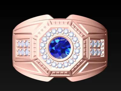 Diamond Rings - Mens Ring - N6196 3D print model