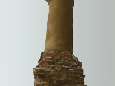 Scanned photorealistic old pillar for grave decoration Low-poly 3D model