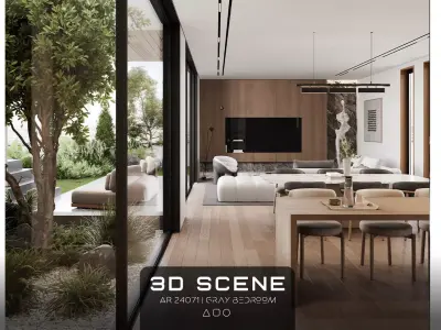 AR-24092 Cozy Space - Living room-Kitchen-Hallway 3D Scene 3D model