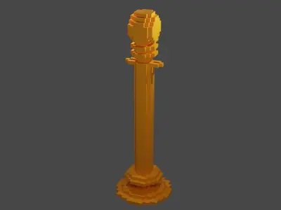 Voxel Golden Rope Barrier MagicaVoxel Free low-poly 3D model
