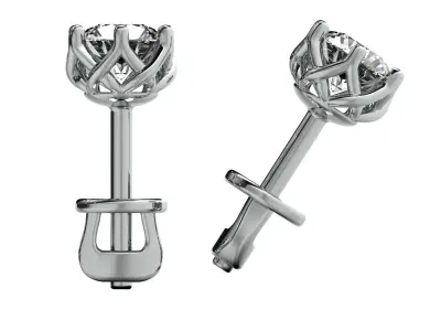 Earrings with diamonds 5mm 3D print model 3D print model