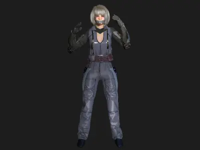 3D Cyborg Futuristic Girl 03 -Realistic Human Character Rigged Low-poly 3D model