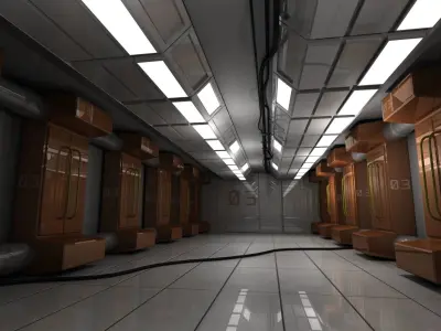 Engineering Hallway Low-poly 3D model