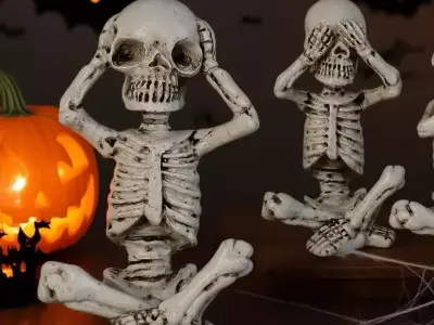 sculpture trio skeleton blind mute and deaf decoration 3D print model