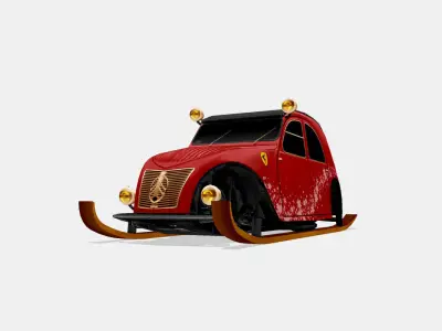 Citroen 2CV Xmas Low-poly 3D model