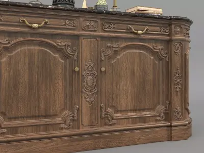 Classic European style Sideboard and Decoration 7 3D model