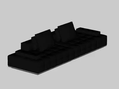 Modern Italian three-person sofa living room leathe 3D model