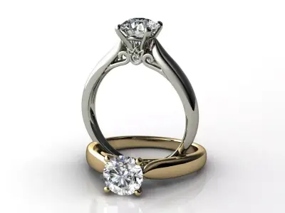 1Cts Diamond Engagement Ring 3D print model