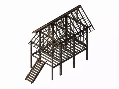 Thai Isan Stilt House Traditional 3D model