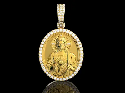 JESUS With Diamonds Pendant N2 3D print model