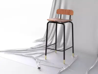 Scandinavian Design Mid Century Modern Bar Stool 3D model