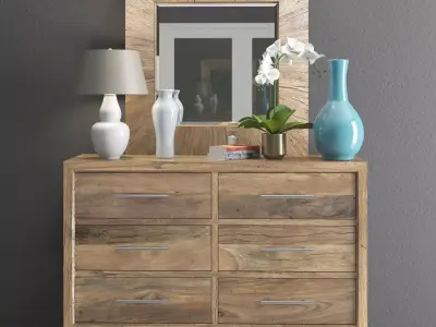 L usine Dresser with Mirror and Decorative Set Low-poly 3D model