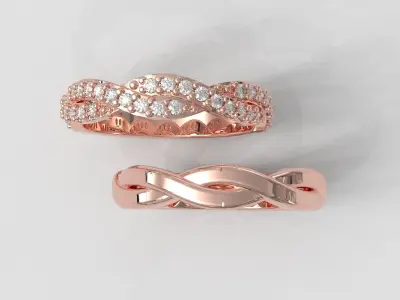 2 Braided Rings - With and Without Diamonds 3D print model
