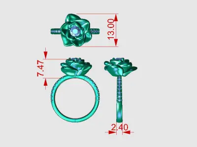 R RA016 Flower ring 3D print model