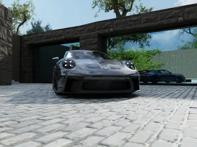 Automotive Render Scene 3D Blender File Textured  3D model