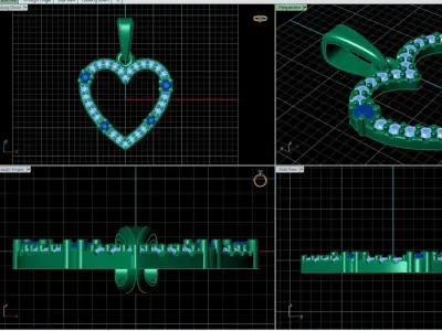 Diamond heart pendant   3D print model