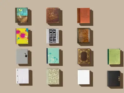 Rigged BOOK COLLECTION - 14 unique books 3D model