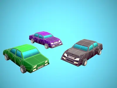 Pack of cars Low-poly 3D model