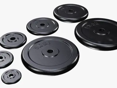 Set of barbell weight plates  3D model