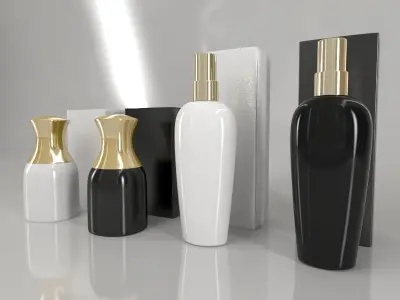 4 Luxury Bottle and Box - Pack 02 - 3D model
