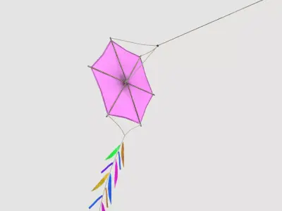Wooden Kite PBR LP Low-poly 3D model