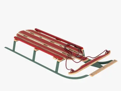 Wooden snow sled 3D model