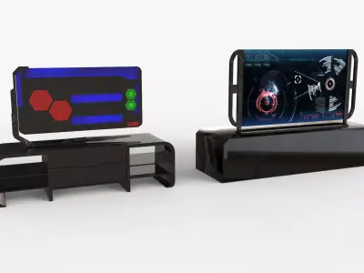 Futuristic TV Shelf Low-poly 3D model
