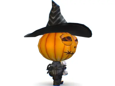 Halloween Pumpkin Fantasy Character Pet Wizard Low-poly 3D model