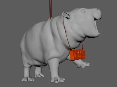 Moo Deng Hippo stl Christmas tree ornament - 3d print 3D print model