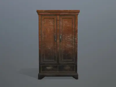 Cabinet 3 old wooden Low-poly 3D model