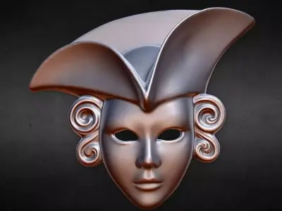 Venetian Girl Mask wall decoration 3D print model