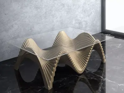 Parametric Wavy Wooden Furniture 22 -  CNC files for cutting 3D model