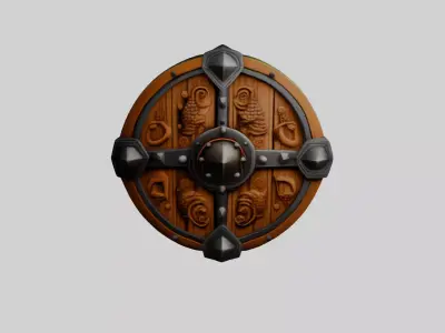 Wooden Shield - Game Asset 3D model