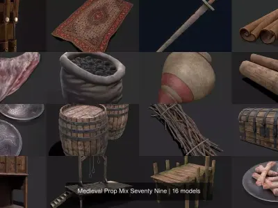 Medieval Prop Mix Seventy Nine 3D Model Collection