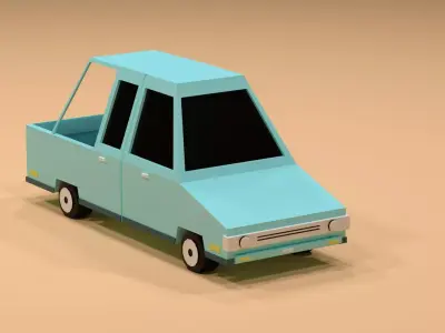 Cartoon Low Poly  Crossover blue Car Low-poly 3D model Low-poly 3D model