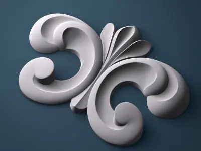 Curlicues decorative fleur de lis 3D model