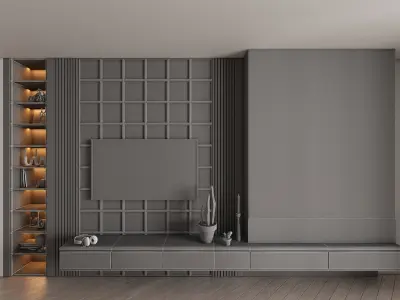 Tv wall - set03 3D model