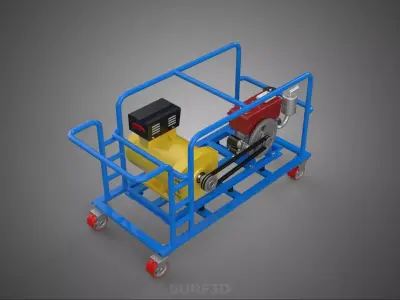 CART TURBINE POWER GENERATOR SET DIESEL ENGINE ALTERNATOR DYNAMO 3D model